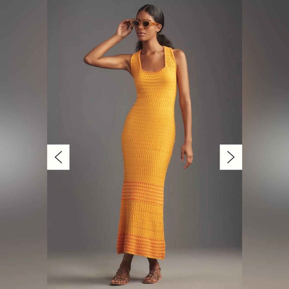 NWT Anthropologie Scoop Neck Midi Sweater Dress Orange Small